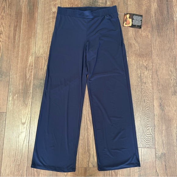 IMAN Pants - Iman Global Chic Flowy Pants Navy Blue Large